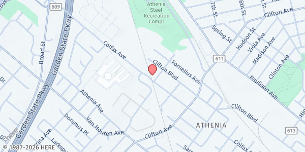 Map showing The Food Brigade Inc at 236 Colfax Avenue, Clifton, NJ
