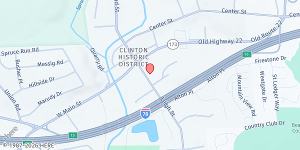 Map showing Evangel Chapel at 55 Leigh Street, Clinton, NJ