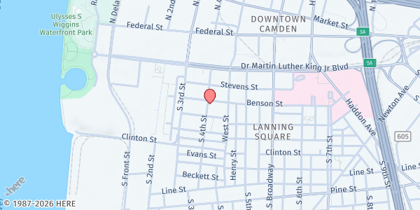 Map showing New Mickle Baptist Church at 416 South 4th Street, Cooper Lanning, NJ