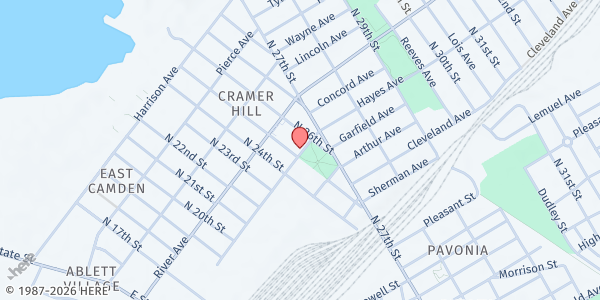 Map showing Christus Lutheran Church at 904 North 25th Street, Cramer Hill, NJ