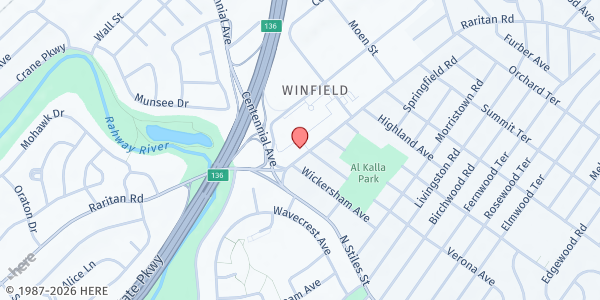 Map showing Faith Baptist Church at 611 Raritan Road, Cranford, NJ