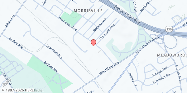 Map showing St. Matthew's UM Church at 1665 Derousse Avenue, Delair, NJ