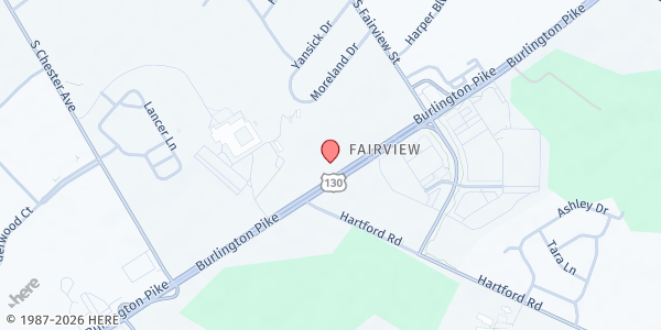 Map showing New Hope Ministries at 6023 Route 130, Delran, NJ