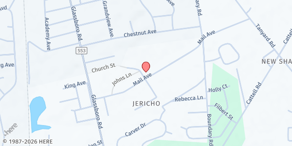Map showing First Baptist Church of Jericho at 981 Mail Avenue, Deptford, NJ
