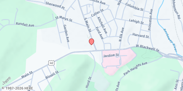 Map showing St. Mary's Parish at 425 West Blackwell Street, Dover, NJ