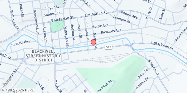Map showing Trinity Lutheran Church Food Pantry at 123 East Blackwell Street, Dover, NJ
