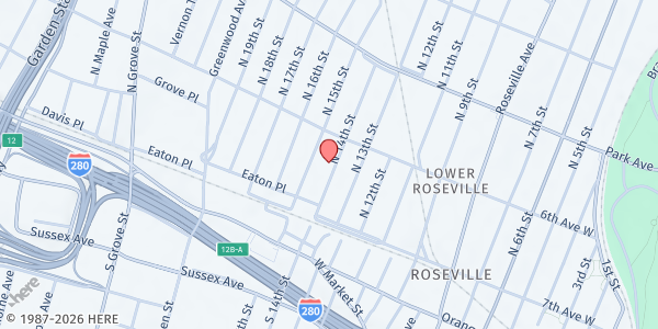 Map showing BETHLEHEM COMMUNITY DEVELOPMENT CORP. at 77 North 14th Street, East Orange, NJ
