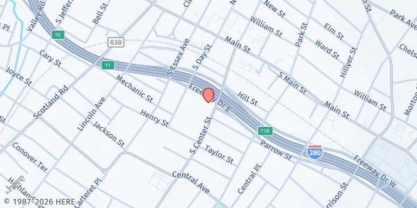 Map showing Calvary Baptist Church at 66 So. Grove Street, East Orange, NJ