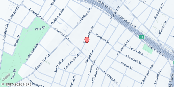 Map showing Happy Hands Foundation, Inc. at 134 Evergreen Place, East Orange, NJ