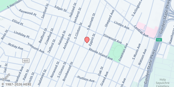 Map showing Langston Hughes Elementary School at 160 Rhode Island Avenue, East Orange, NJ