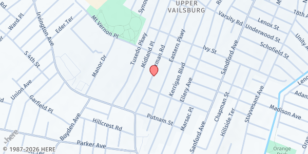 Map showing New Hope Baptist Church at 144 Norman St, East Orange, NJ