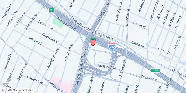 Map showing Salem Seventh-Day Adventist at 10 S. Oraton Parkway, East Orange, NJ