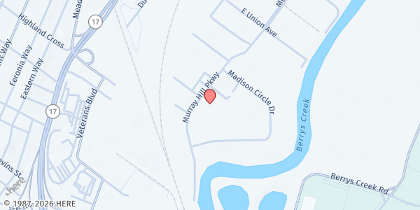 Map showing Meadowlands Area YMCA at 390 Murray Hill Pkwy, East Rutherford, NJ