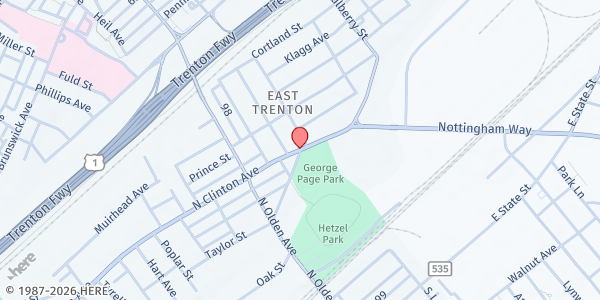 Map showing George Page Park at 700 North Clinton Avenue, East Trenton, NJ