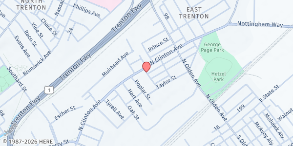 Map showing SONNY VEREEN PARK at Fillmore Street, East Trenton, NJ