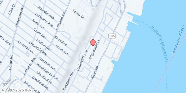 Map showing Holy Rosary Church Pantry at 56 Edgewater Place, Edgewater, NJ