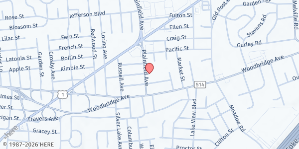 Map showing Guardian Angels Church, Society of St. Vincent De Paul at 37 Plainfield Avenue, Edison, NJ