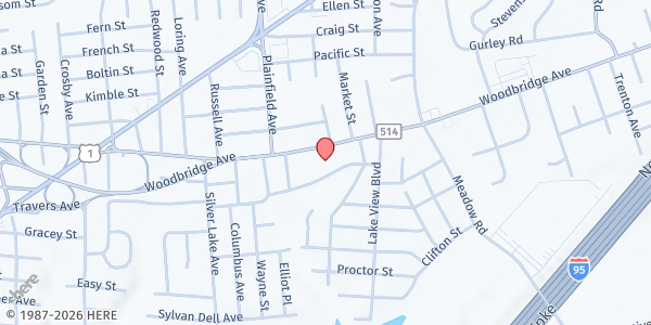 Map showing Hands of Hope at 2136 Woodbridge Avenue, Edison, NJ