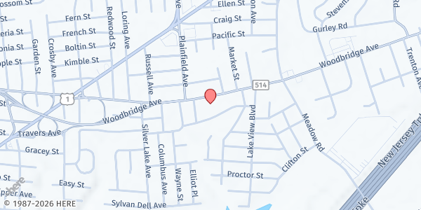 Map showing Hands of Hope for the Community at St. James Church at 2136 Woodbridge Avenue, Edison, NJ