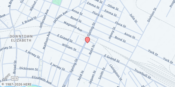 Map showing Jesus Is Lord at 201 Spring Street, Elizabeth, NJ