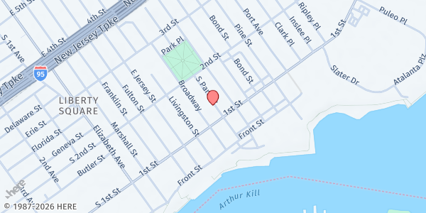 Map showing Ministerio de Restauracion at 114 S Park St, Elizabeth, NJ