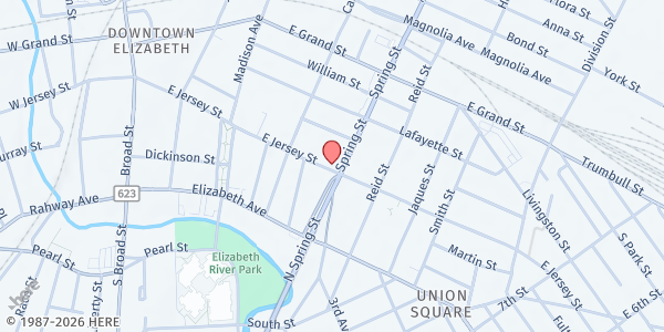 Map showing Salvation Army - Elizabeth at 1005 E. Jersey St., Elizabeth, NJ
