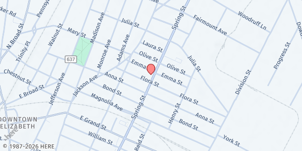 Map showing Siloam Hope Cares at 460 Spring Street, Elizabeth, NJ