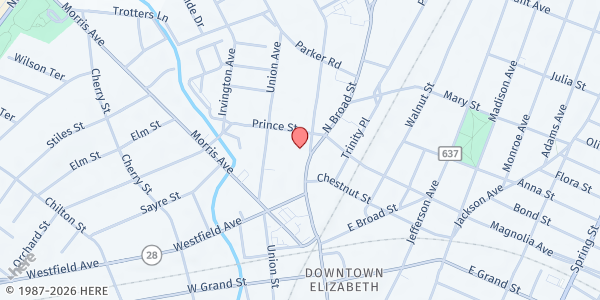 Map showing Union County Division of Social Services - Elizabeth at 342 Westminster Avenue, Elizabeth, NJ