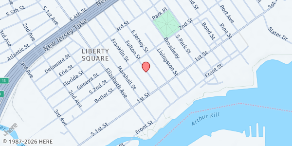 Map showing Kopnicki Playground at 128 Fulton Street, Elizabethport, NJ