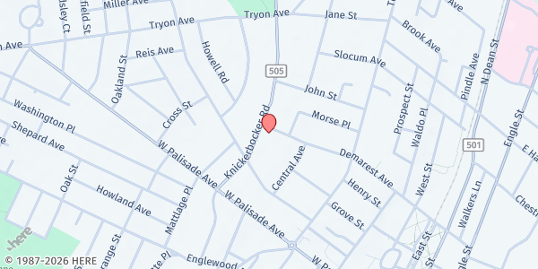 Map showing Center For Food Action at 192 West Demarest Avenue, Englewood, NJ