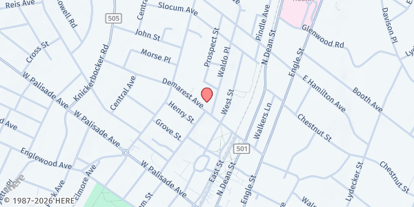 Map showing The Office of Concern Food Pantry at 55 W Demarest Ave, Englewood, NJ