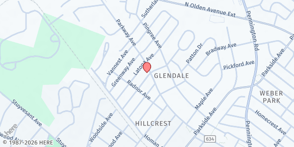 Map showing Hearts Matter Food Pantry at 623 Parkway Avenue, Ewing Township, NJ