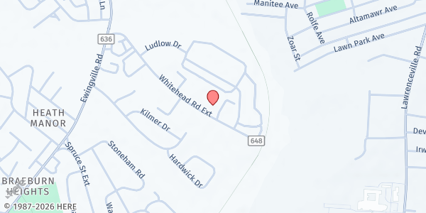 Map showing Higher Ground at 1009 Whitehead Rd Ext, Ewing Township, NJ