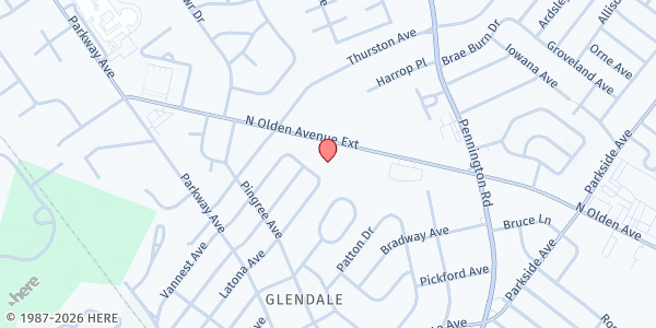 Map showing Abundant Life Christian Fellowship at 1901 North Olden Avenue, Ewing, NJ