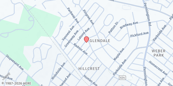 Map showing Hearts Matter Food Pantry at 611 Parkway Avenue, Ewing, NJ