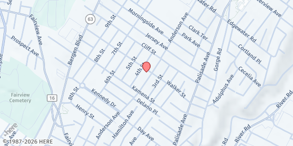 Map showing Franciscan Community Development Center of Fairview at 239 Anderson Avenue, Fairview, NJ