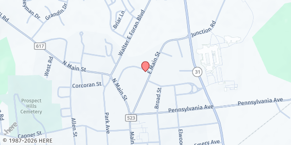 Map showing The Salvation Army Flemington Corps at 40 East Main Street, Flemington, NJ