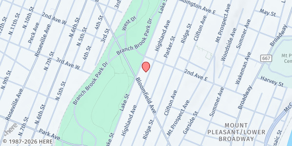 Map showing CHURCH OF THE ETERNAL GOD at 190 Highland Avenue, Forest Hill, NJ