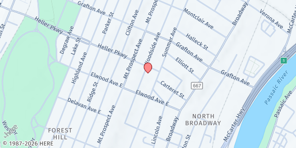 Map showing Maria L Varisco-Rodgers Distribution Site at 243 Woodside Avenue, Forest Hill, NJ
