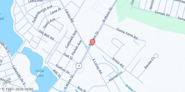 Map showing Bill Reeves Food Pantry - Forked River at 103 North Main Street, Forked River, NJ