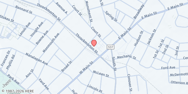 Map showing Freehold Open Door Food Pantry at 39 Throckmorton Street, Freehold, NJ