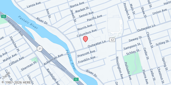 Map showing Garfield YMCA at 33 Outwater Lane, Garfield, NJ