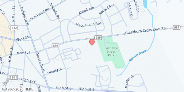 Map showing Dorothy L. Bullock Elementary School at 370 New Street East, Glassboro, NJ