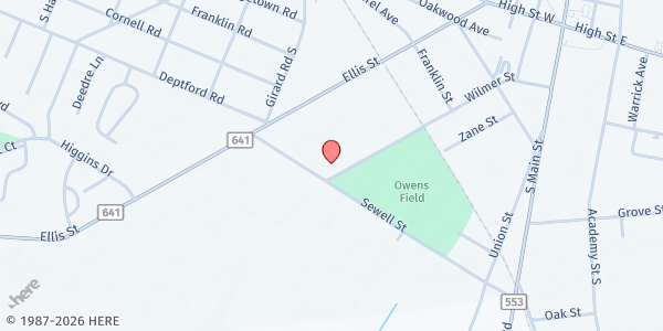 Map showing VFW 275 Wilmer Street at VFW 275 Wilmer Street, Glassboro, NJ