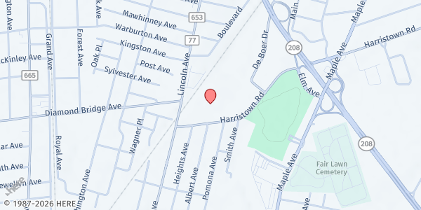 Map showing Grace Redeemer Church (Father's Cupboard) at 21 Harristown Road, Glen Rock, NJ