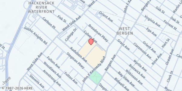 Map showing NJCU Gothic Knight Food Pantry - GSUB Room 111 at 2039 John F. Kennedy Boulevard, Greenville, NJ