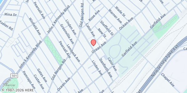 Map showing Seed Planters Outreach Center at 128 Danforth Avenue, Greenville, NJ