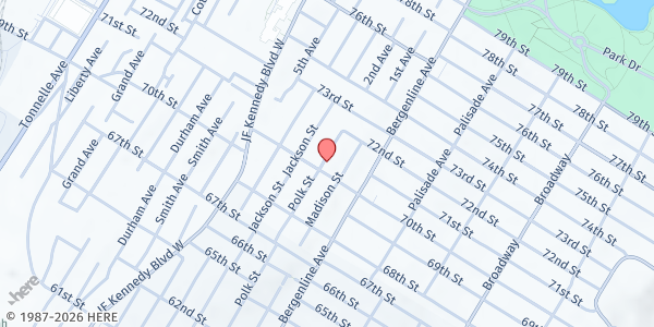 Map showing North Hudson Community Action Corporation - Emergency Assistance Department at 7007 Polk Street, Guttenberg, NJ