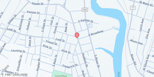 Map showing Buddies of New Jersey Inc. at 101 Hudson Street, Hackensack, NJ