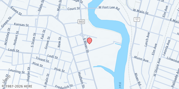 Map showing Family Promise Of Bergen County - Hackensack at 120 South River Street, Hackensack, NJ